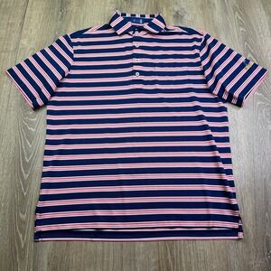 Stitch Mens Multicolor Striped Performance Golf  Polo Shirt Medium EASTWORD HO!